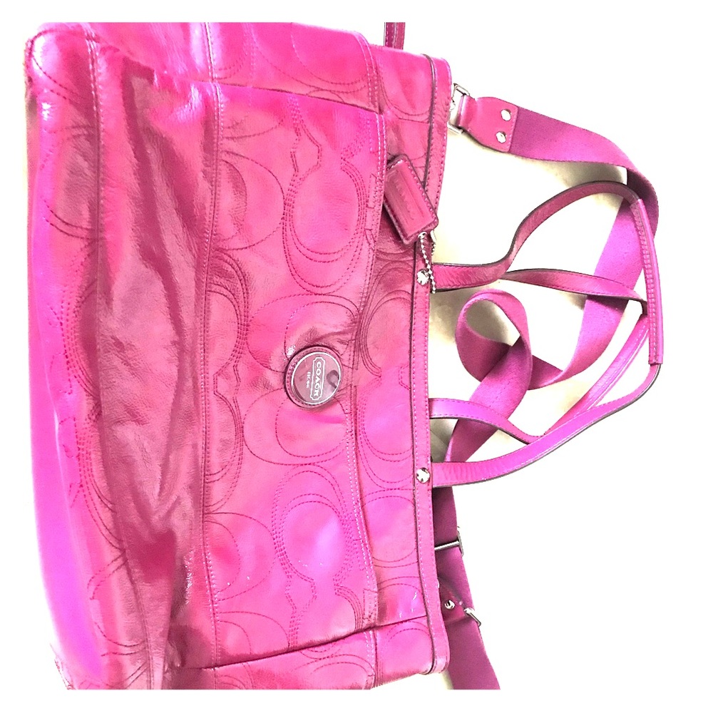 Coach pink tote diaper bag